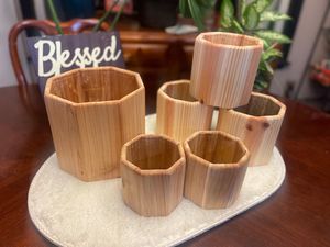 Pot de fleurs en bambou artisanal, moderne, léger, durable, écologique, grande capacité, design de jardin, mettez en valeur vos plantes préférées - Product Image 4