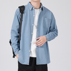 2026 Summer Pure Cotton Denim Short Sleeve Shirt Men Lightweight Breathable Eco-Friendly Anti-Wrinkle Anti-Pilling Vintage - Product Image 3