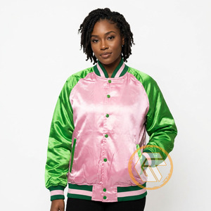 Customized Alpha | Kapa Sorority Satin Embroidered Quilted Autumn Breathable Varsity <b>Jacket</b> for Women - Product Image 2