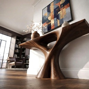 <b>Rustic</b> Wood <b>Console</b> <b>Table</b> Natural Wood Inspired Design Handmade Unique Entryway Decor Bespoke Solid Wood Furniture Gift - Product Image 3