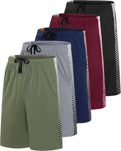 Real Essentials 5 Pack- กางเกงขาสั้นตาข่ายสำหรับผู้ชายขนาด 9 นิ้ว – สำหรับออกกำลังกาย ฟิตเนส บาสเก็ตบอล วิ่ง ใส่ลำลอง มีกระเป๋า - Product Image 4