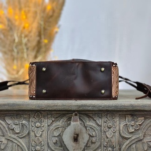 Handmade Genuine Leather Cow Hide Fur Waterproof Women's Crossbody <b>Bag</b> Turquoise Animal Prints Embossed Bohemian Style <b>ZIP</b> - Product Image 5