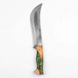 Cuchillo de Cocina Artesanal de Acero con Alto Contenido de Carbono, Mango de Madera de Burl con Resina Verde - Product Image 4