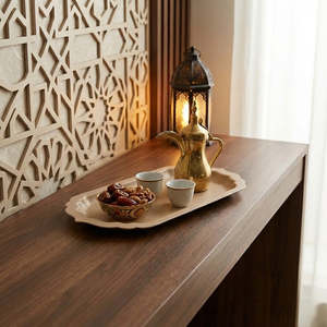 Plateau de service décoratif de luxe en beige sable |   Plateau Minimaliste Moderne pour l'Hôtellerie et la Décoration Intérieure – Idéal pour Servir Chocolats et Dattes - Product Image 6