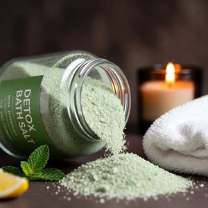 Emballage personnalisé, écologique, pierre de sel de l'Himalaya naturelle sculptée, moderne, pour une bain détoxifiant, relaxant et pour une peau douce - Product Image 1