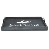 Plateau de service en bois naturel fait main, plateau décoratif en bois avec poignées, motif récolte joyeuse, décoration de cuisine style ferme, vente en gros