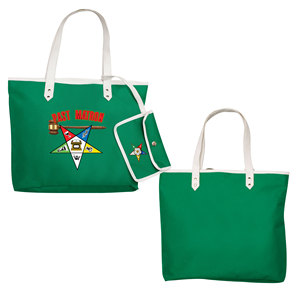 Bolso Tote Impermeable de Poliéster Codura Personalizado Green Eastern Star (OES) para Ex-Maternas, con Cierre de Cremallera y Bordado, para Todas las Estaciones - Product Image 1