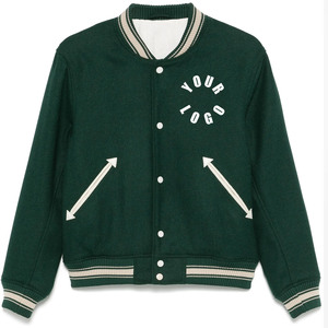 Veste de sport verte pour homme avec logo blanc imprimé, col rabattu, coupe classique, pour l'automne - Product Image 1