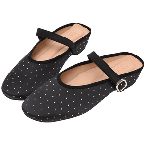 Ann'S Women Mary Jane <b>Flats</b> Black Polka Dot Round Toe Single Strap Breathable Textile Upper Rubber Outsole All Seasons - Product Image 1