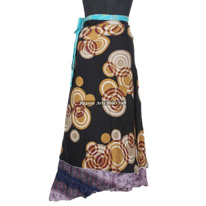 New Design Two Layered Reversible Silk Sari Magic Long <b>Wrap</b> <b>Skirts</b> Boho Stylish Multi Color Summer Wear Comfortable Fashion - Product Image 3