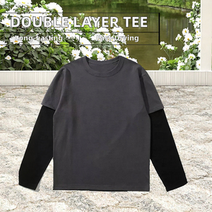 Oversized Thick Cotton t Shirts Men Custom logo Printed Vintage Washed Double Layer Short Sleeve T-Shirt - Product Image 4