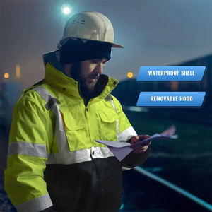 Chaqueta de Seguridad Invernal con Capucha y Luces LED de Alta Visibilidad, Impermeable, con Logotipo Frontal para Trabajo Nocturno en Carreteras - Product Image 6