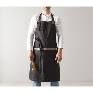 Grembiule Roma in denim nero con tasca per uso in cucina - Product Image 3