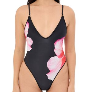 Traje de Baño Personalizado para Mujer, Sexy, de Una Pieza, con Aberturas y Lazos Delanteros, Monokini de Corte Alto, Ropa de Playa, Logotipo Personalizado, Proveedor OEM ODM - Product Image 1