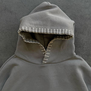 Sweat à capuche unisexe surdimensionné 100 % coton imprimé sur mesure avec broderie contrastante, design vieilli et finitions cousues - Product Image 5