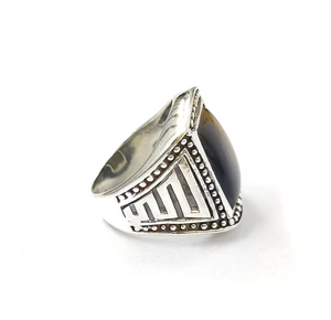 Bohemian Men's <b>Tiger</b> <b>Eye</b> 925 Silver Retro Design <b>Ring</b> Large Gemstone Jewelry For Daily Wear - Product Image 3