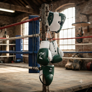 Nuevo Set de Entrenamiento de Boxeo de Cuero Hecho a Medida, Guantes de Kickboxing Súper Cómodos, Set de Boxeo Verde y Blanco - Product Image 1