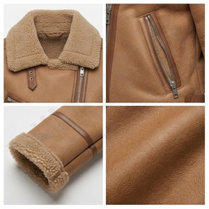 Oveja Cracker cuero con forro de piel de poliéster falso estilo único chaqueta de moda para mujer en todos los colores de cuero personalizado para mujer - Product Image 4