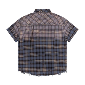 Chemise à carreaux en flanelle à manches courtes pour homme, col rabattu décontracté, respirante, en coton lavé, chemise boutonnée courte pour homme, idéale pour l'été - Product Image 3