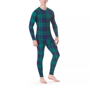 <b>Men</b> Striped <b>Thermal</b> Underwear Set Long Sleeve Crew Neck 2 Piece Winter Warm Base Layer Compression Wear - Product Image 4