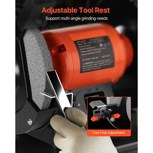 Smerigliatrice da banco industriale da 6 pollici a velocità singola con tavolo ad alta velocità 3450 RPM, motore a induzione 450W 3.8A, grana 36/60 per molatura - Product Image 5