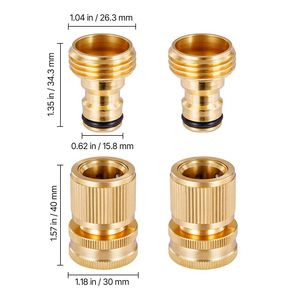 Raccord rapide de tuyau d'arrosage en laiton massif robuste de 3/4 pouce, connecteur mâle-femelle 200 PSI avec 2 ensembles de raccords d'arrosage - Product Image 5