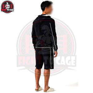 Service OEM ODM, tenue chic d'automne pour tous les jours, sweat-shirt à capuche zippé pour homme en coton de haute qualité, couleur noir clair, manches longues, vêtements décontractés - Product Image 2