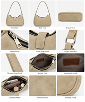 Sac à main en similicuir PU style gothique croissant avec bandoulière pour femme, couleur personnalisable, lavable en machine, Beenas TX04 pour usage quotidien