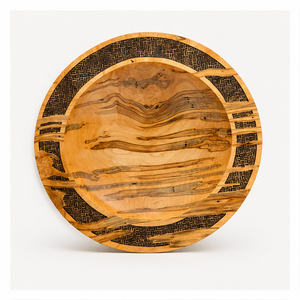 Assiette de service en bois artisanale de luxe, écologique, ronde, décorative, pour les événements de mariage et la vaisselle de haute couture - Product Image 1