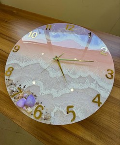 Horloge murale suspendue en résine, analogique à quartz, style Art Déco, affichage à aiguilles avec chiffres romains, décoration de salon, design antique, Diwali - Product Image 6