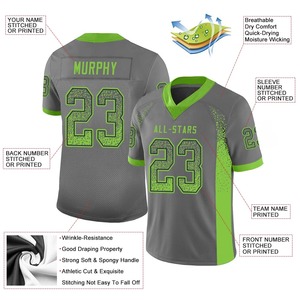 Camiseta de Béisbol Personalizada para Hombre, Cuello en V, Gris, Malla Verde, Número del Equipo, Transpirable, Talla Grande, Impresión Frontal, Secado Rápido - Product Image 3