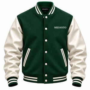 Chaqueta Universitaria de Cuero con Mangas de Cuero, Chaqueta de Béisbol Letterman de Invierno, Chaqueta Universitaria con Logotipo Personalizado, Chaqueta Bomber de Moda de Alta Calidad para Hombre - Product Image 3