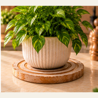 Sous-plats ronds en bois de 8 pouces pour plats et casseroles chauds, anneaux modernes antidérapants résistants à la chaleur pour casseroles, style shabby chic blanchi