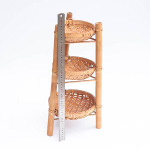 Étagère ronde en bambou à 3 niveaux - Rangement multifonctionnel - Panier en bambou tissé à la main pour la décoration - Product Image 5