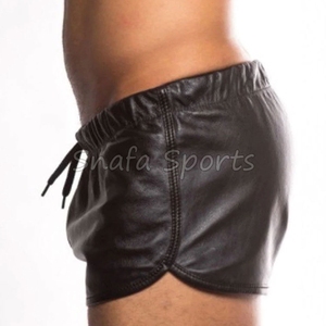 กางเกงขาสั้นหนังสำหรับออกกำลังกายในฤดูร้อนสำหรับผู้ชาย กางเกงขาสั้นสำหรับต่อสู้ มีกระเป๋า สไตล์ลำลอง ทำจากหนังแท้ 100% - Product Image 4