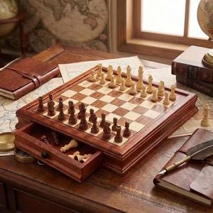 Eco-Friendly Rustic Polished Chess Board <b>Game</b> with 100% Handmade Pure Wood Animal/<b>Love</b> Style Customized Size Chess Set New - Product Image 5