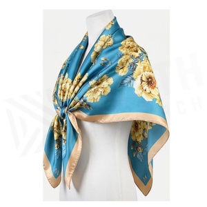 NORTH APPROACH Women's <b>Square</b> <b>Silk</b> <b>Scarf</b> Floral Print Elegant Multi-Functional Fashion Accessory All Seasons - Product Image 3