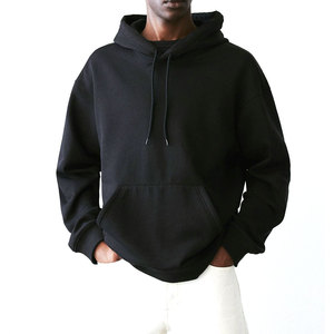 Autumn and Winter New Men's Fleece Hoodie Men Custom logo Cotton Thick Heavy <b>Weight</b> <b>Blank</b> Black Color Hoodies - Product Image 2
