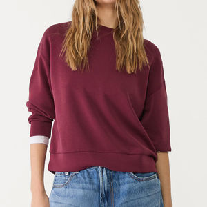 Sudadera de Mujer Color Borgoña, Suave al Tacto, Cuello Redondo y Mangas Largas, Sudadera Deportiva para Gimnasio, Venta Caliente - Product Image 1