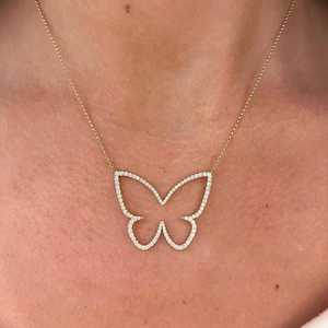 Diamond Butterfly Necklace 15-18 Inch Minimalist Dainty Layering <b>Pendant</b> Jewelry Gift Custom 14K 18K <b>Solid</b> <b>Gold</b> Women's Luxury - Product Image 6