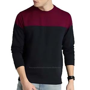 High Quality <b>Men</b>’s Oversized Colorblock Crew Neck <b>Sweatshirt</b> Cotton Fleece Casual Streetwear Winter Bulk Wholesale OEM - Product Image 1