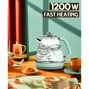 Bouilloire électrique 1200W blanc nacré en acier inoxydable SUS304 de qualité alimentaire 1,7L avec thermomètre à cadran, ébullition rapide, sans BPA, arrêt automatique, motif floral - Product Image 6