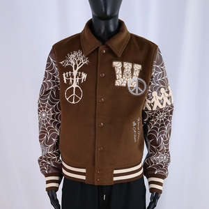 Vestes d'hiver pour hommes en laine, style cool et tendance, avec patchs, streetwear personnalisé, broderie chenille, veste varsity - Product Image 1