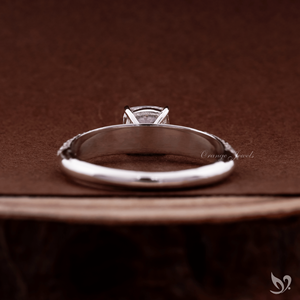 Bague de fiançailles en diamant de laboratoire taille coussin 1 carat en or blanc 10K avec bande micro-pavée, bague de mariée - Product Image 3