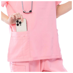 Nuevo Conjunto de Uniforme Médico para Mujer, Color Rosa, Cuello en V, Blusa y Pantalones, Tela de Algodón y Poliéster, Rayón Ecológico, OEM - Product Image 5