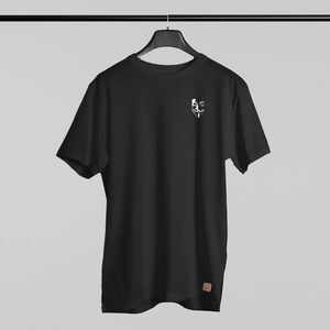 T-shirt pour homme noir à manches régulières, col rond, coupe classique, jersey décontracté en coton, séchage rapide, respirant, imprimé en sérigraphie - Product Image 1