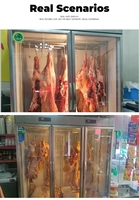 Réfrigérateur vitrine à viande suspendu en acier inoxydable avec porte vitrée, modèle 9- Standing