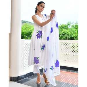 Ensemble de costume en mousseline de soie florale bleue suisse - Taille XS - Product Image 5