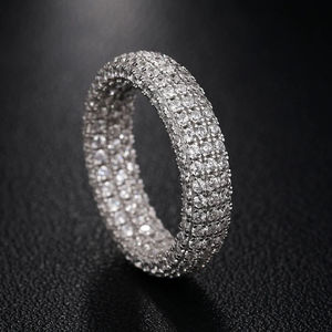 Anillo de Diamantes de Platino, Corte Brillante Redondo, Diamantes Naturales Certificados por GIA, Joyería de Lujo para Mujer, Anillo de Boda - Product Image 1