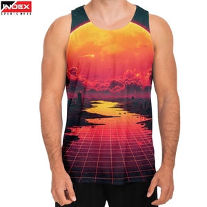 OEM <b>Men</b> Sublimation Tanktop USA Custom Printed <b>Sleeveless</b> Gym Shirt High Performance Workout Vest Athletic Training Wear - Product Image 1